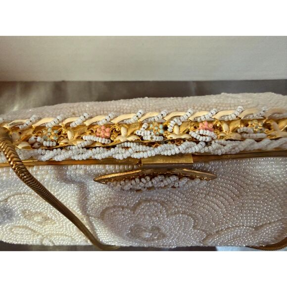 Vintage Made in France White Beaded Evening Bag Set (NOS) - Picture 4 of 10